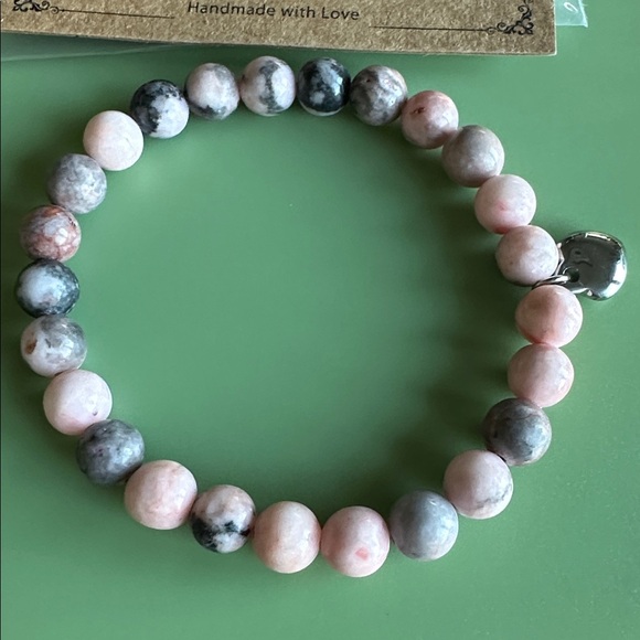 Pink and Gray Beaded Bracelet - Picture 2 of 4
